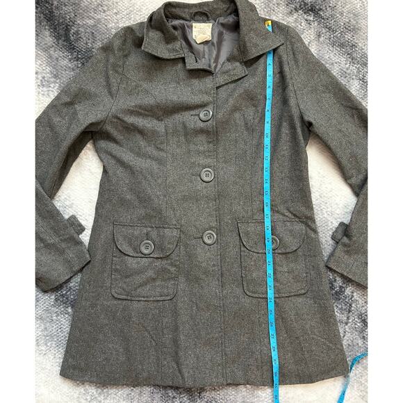 Basic Edge Clothing Gray Button Lined Pea Coat Wool Blend Women Size Medium - Picture 5 of 7